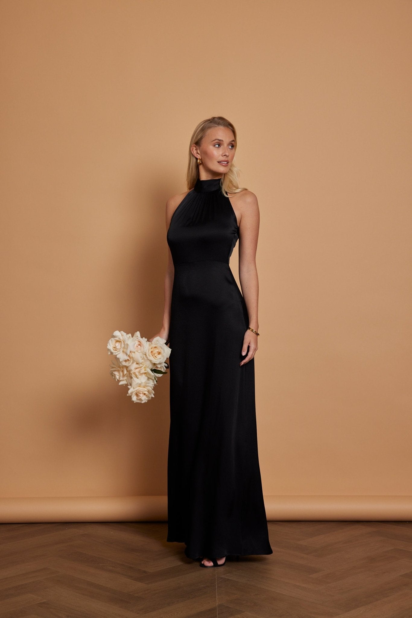 Tilly Satin High Neck Bridesmaid Dress - Black, 6 / Black Tilly Satin High Neck Bridesmaid Dress - Black, 6 / Black