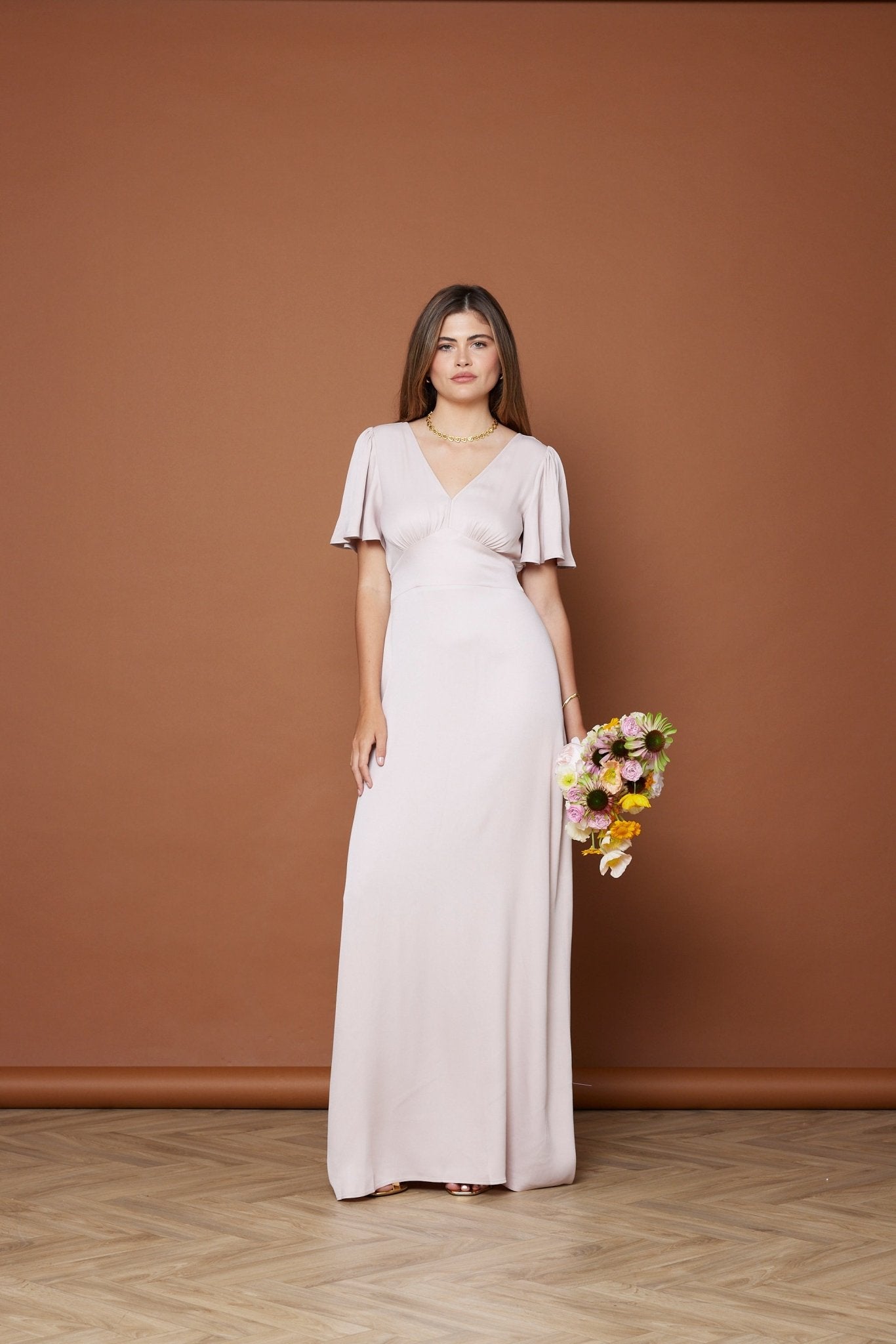 Cleo Satin V Neck Bridesmaid Dress Pale Pink, 20 / Pale Pink Cleo Satin V Neck Bridesmaid Dress Pale Pink, 20 / Pale Pink