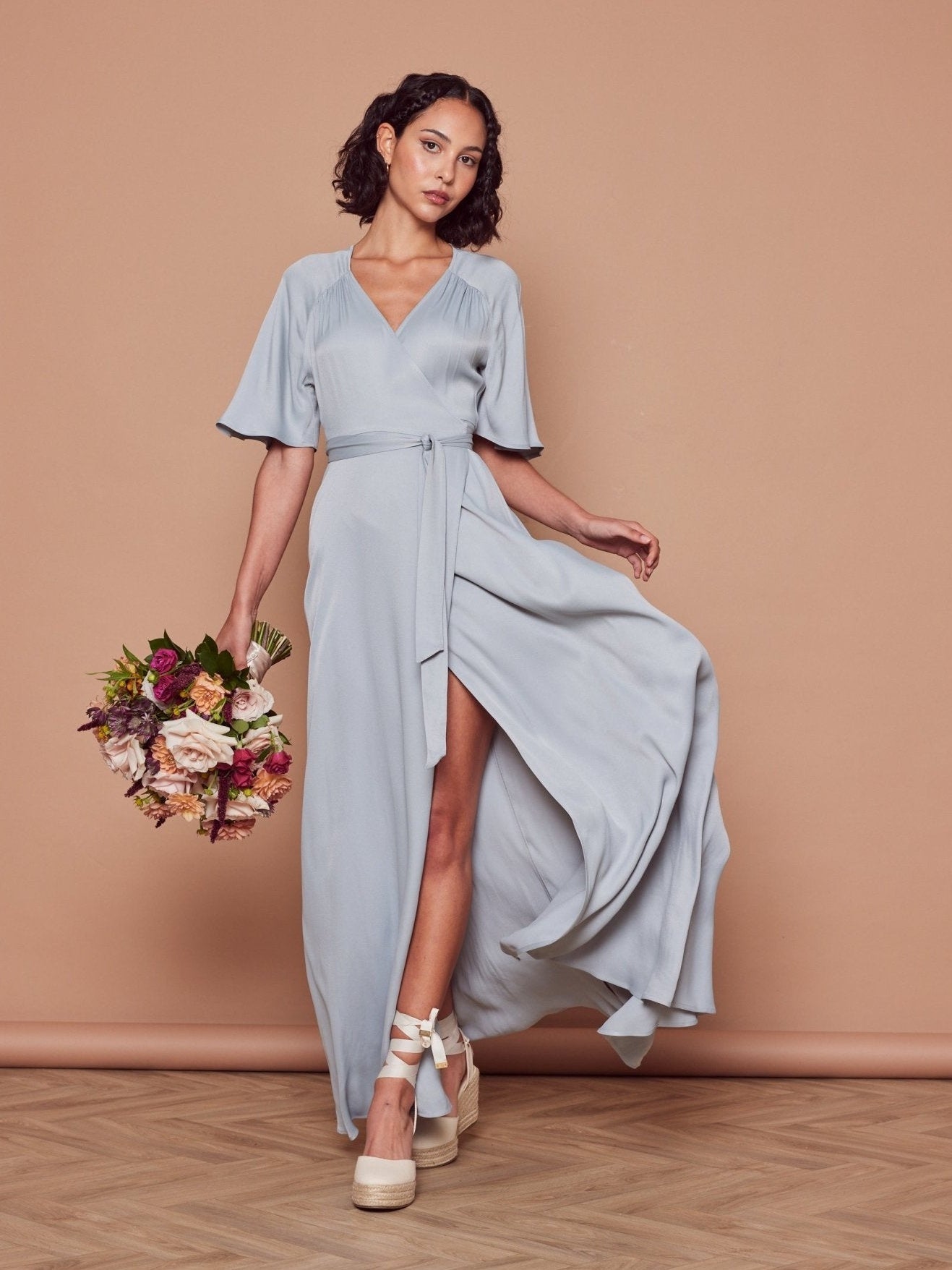Margot Satin Wrap Bridesmaid Dress