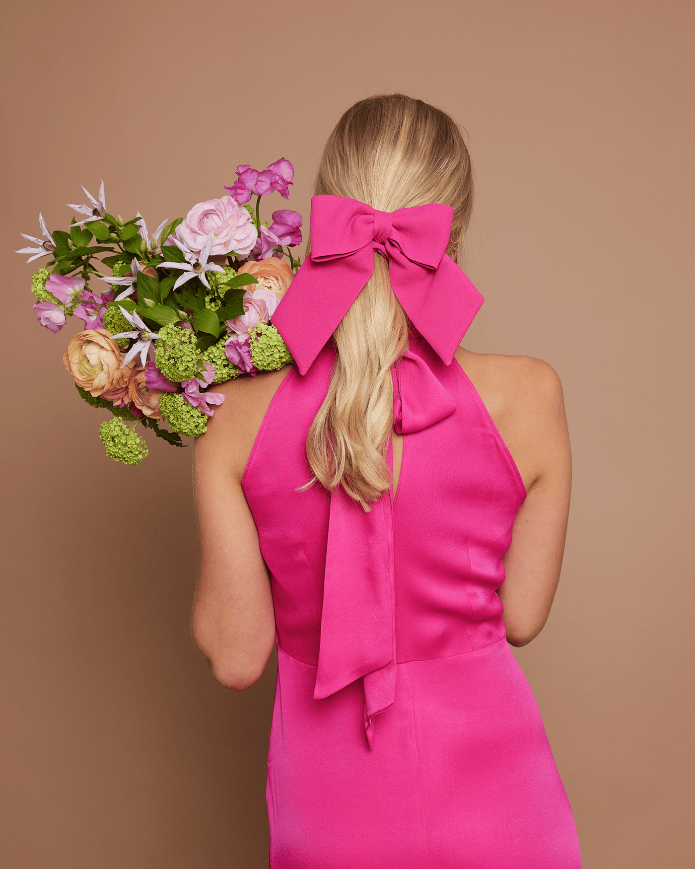 Satin Hot Pink Bow - Gigi & Olive - Maids to Measure