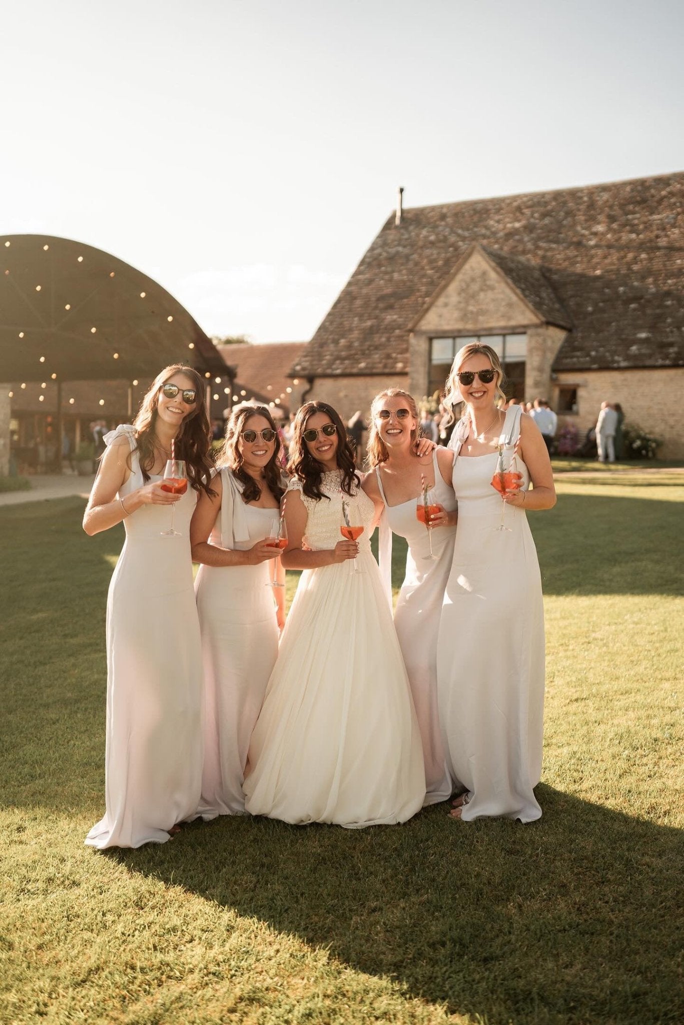 champagne wedding dress and bridesmaids Allegra Satin Tie Shoulder Bridesmaid Color:Buff/Ivory Women Lace Sleeve Midi Buy Pakistani Designer Dress in USA Satin bridesmaid get it made just