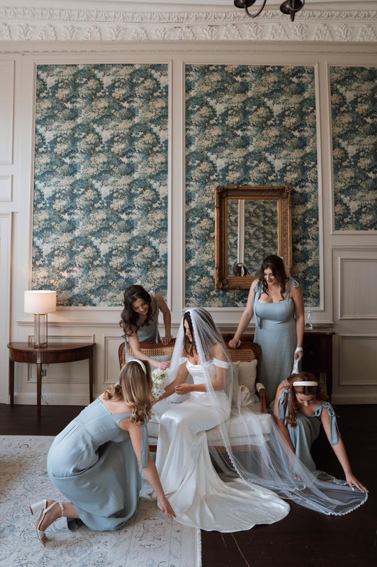 Allegra Satin Tie Shoulder Bridesmaid Dress - Duck Egg Blue - Maids to Measure
