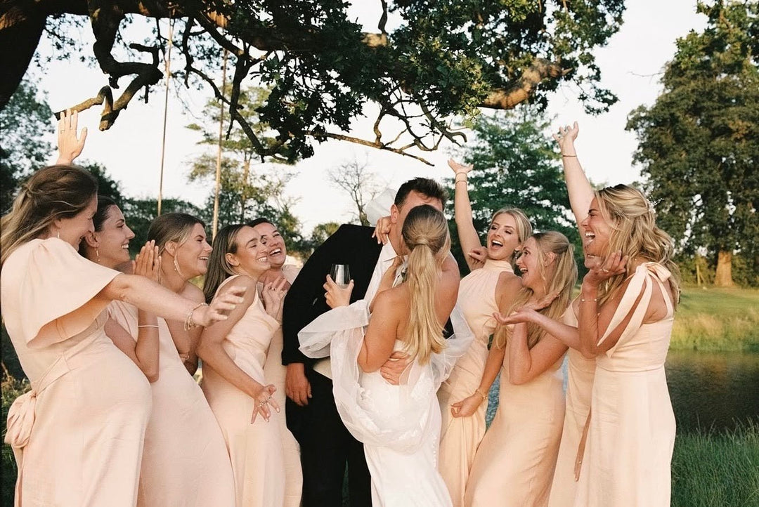 Allegra Satin Tie Shoulder Bridesmaid Dress - Peach, 18 / Peach Allegra Satin Tie Shoulder Bridesmaid Dress - Peach, 18 / Peach