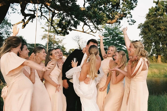 Allegra Satin Tie Shoulder Bridesmaid Dress - Peach - Maids to Measure