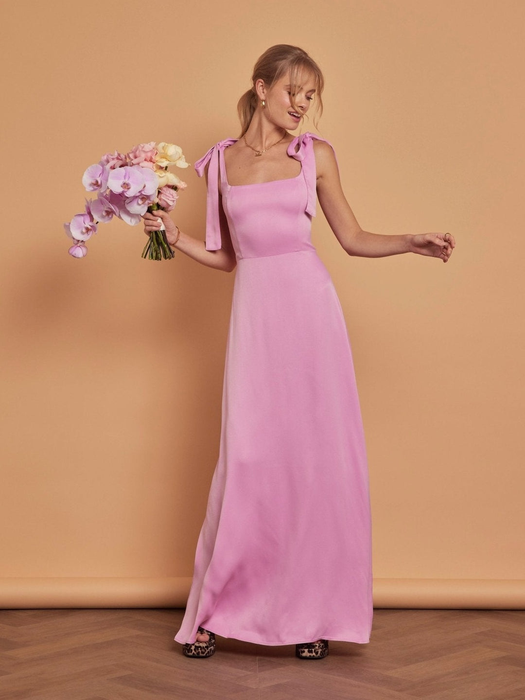 pastel pink satin bridesmaid dress Bubblegum Pink Bridesmaid Dress Matte Satin Size 1X