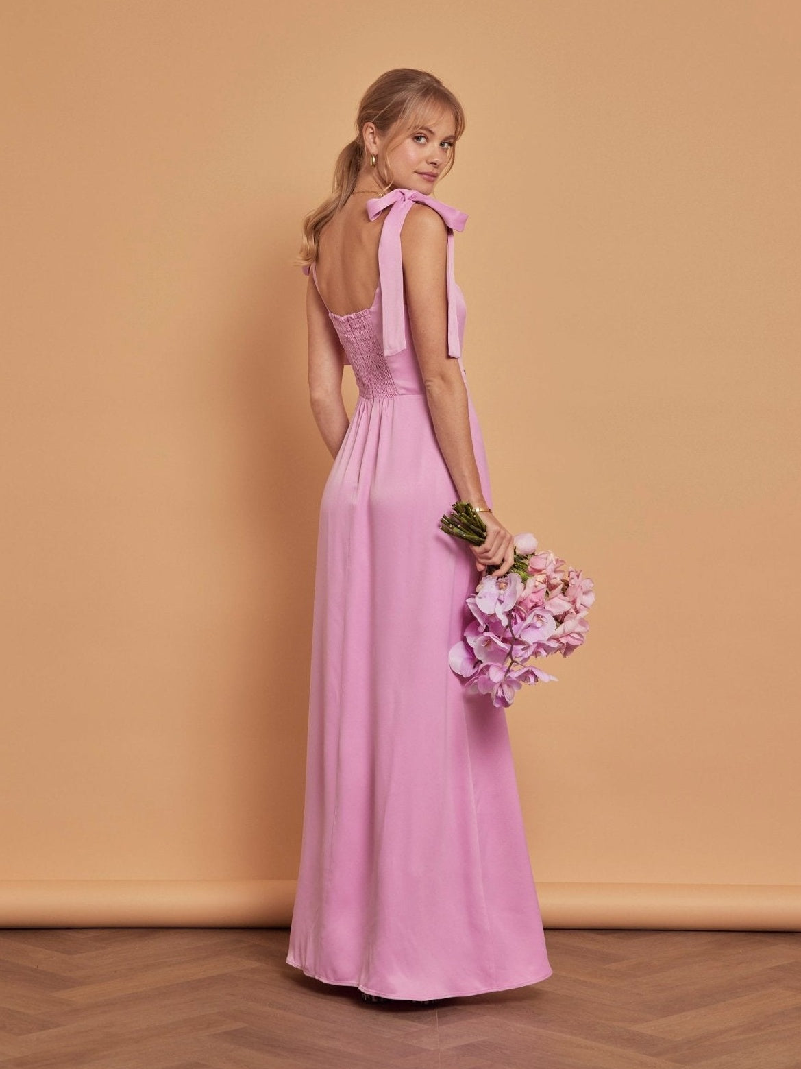 Allegra Orchid Pink Satin Bridesmaids Dress