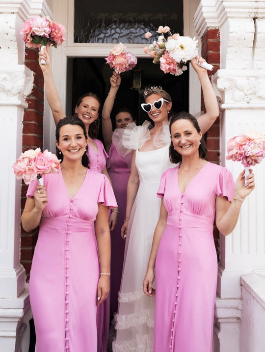 Chelsea Satin V Neck Bridesmaid Dress - Orchid Pink - Maids to Measure