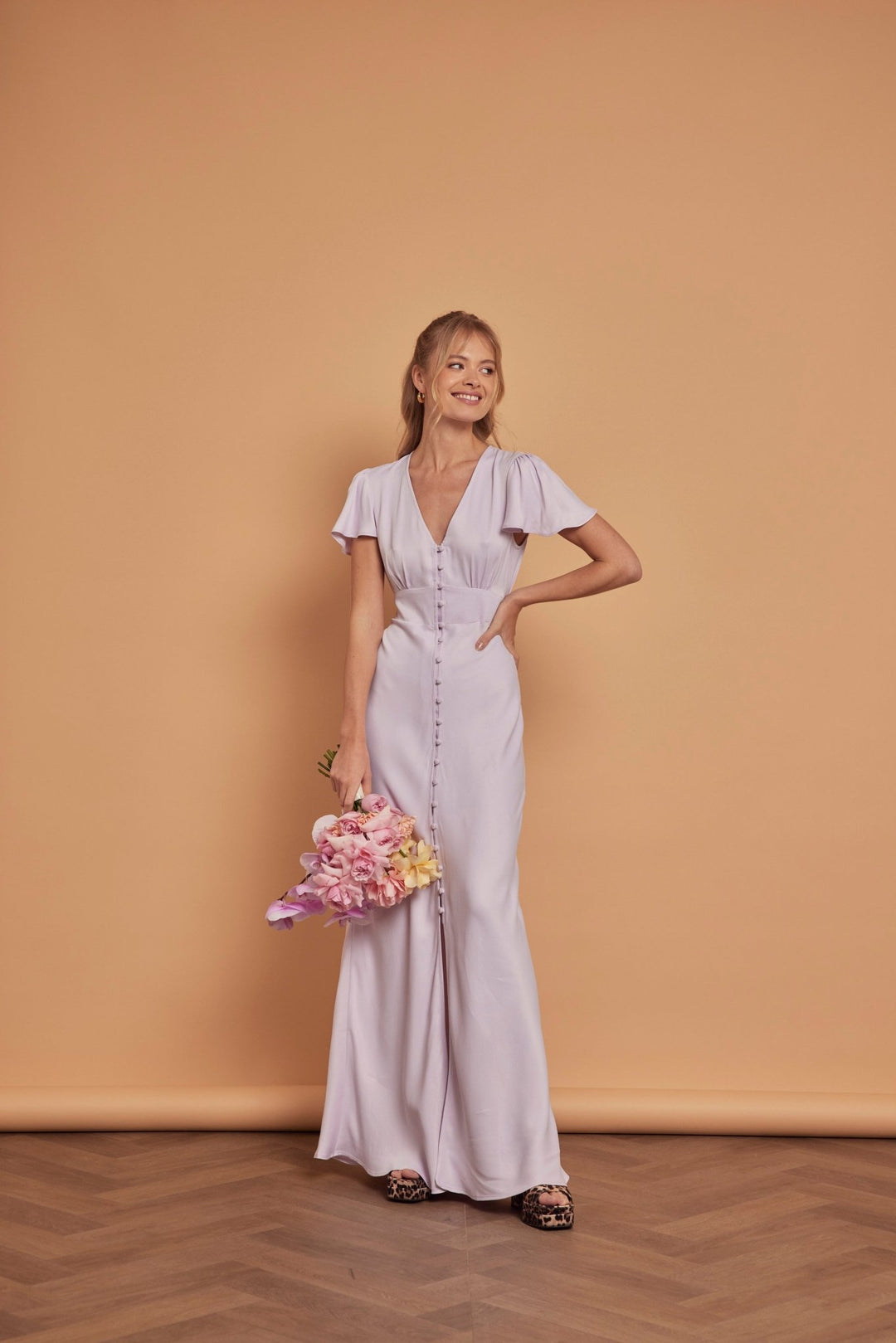 Chelsea Satin V Neck Bridesmaid Dress - Lilac Chelsea Satin V Neck Bridesmaid Dress - Lilac