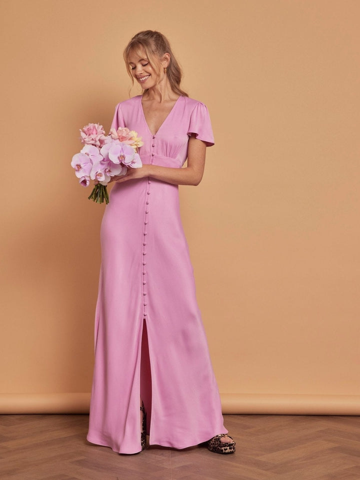 Chelsea Satin V Neck Bridesmaid Dress