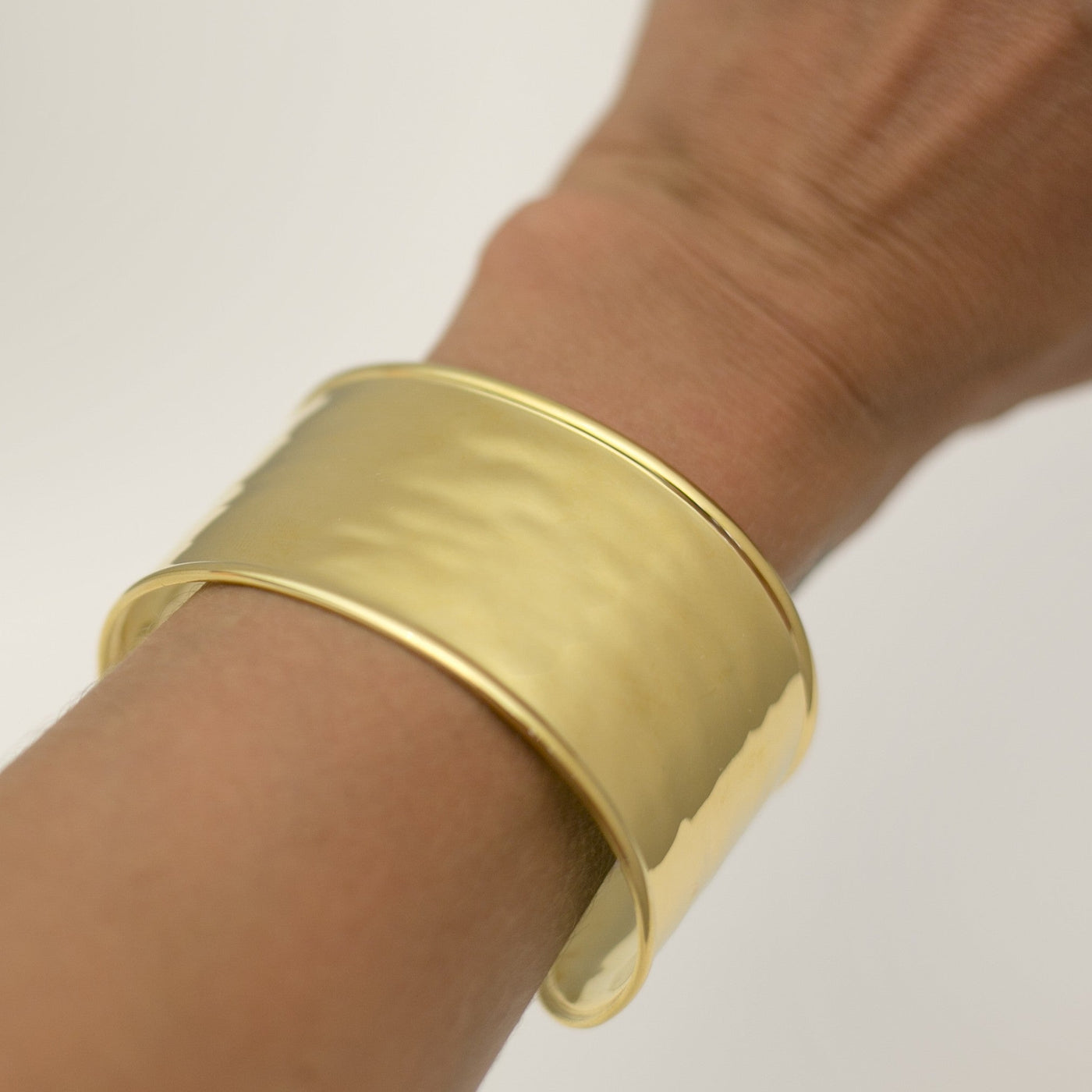 Chunky hammered gold cuff bracelet - Maids to Measure