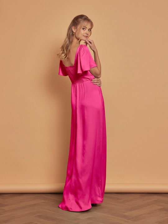 Clemmie Satin Bridesmaid Dress - Hot Pink - Maids to Measure