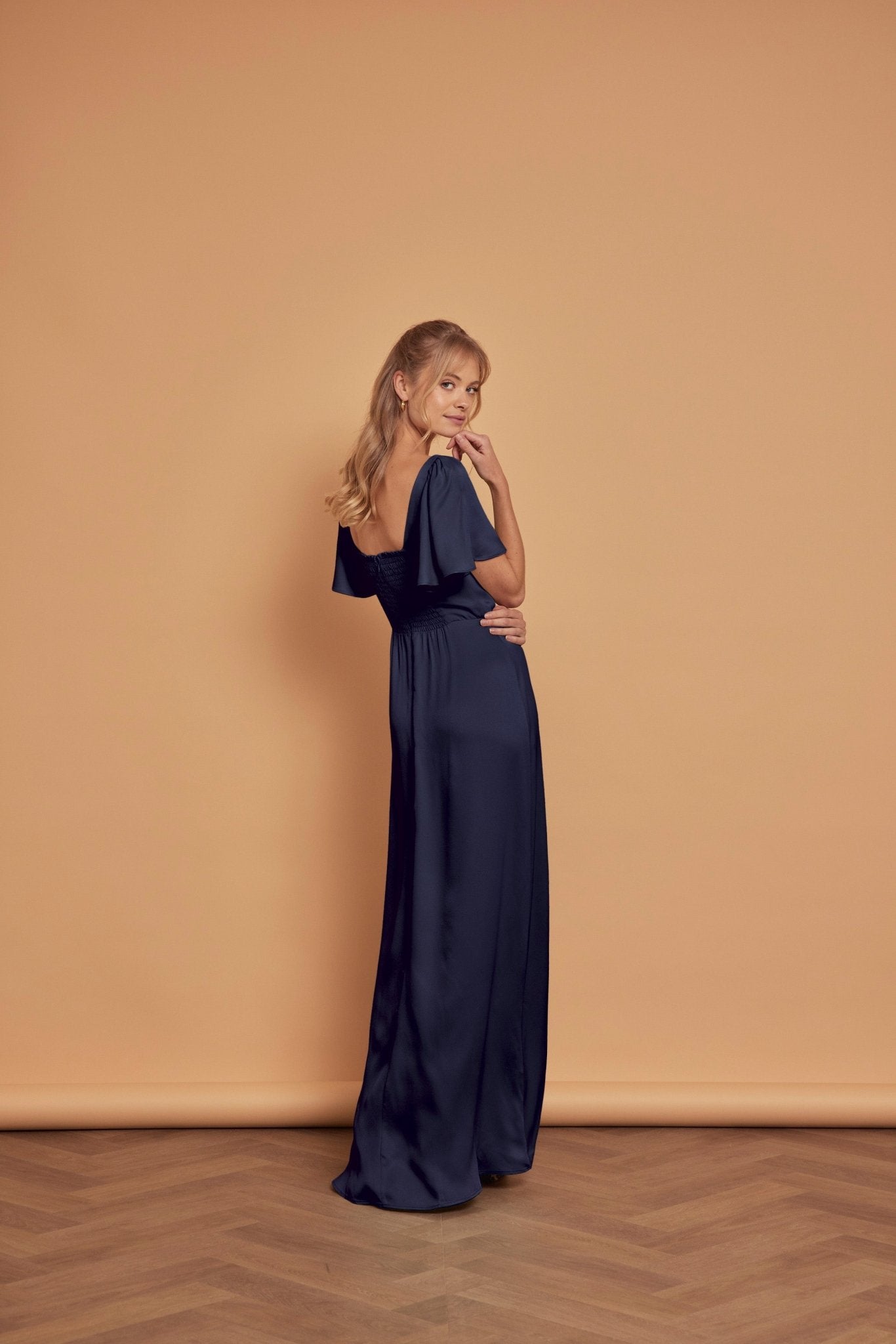 Clemmie Satin Bridesmaid Dress - Navy Blue - Maids to Measure