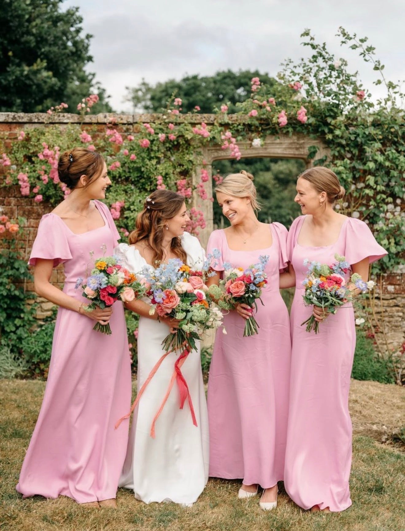 pink orchid bridesmaid dresses Spaghetti Strap Cold Shoulder A-Line Long Bridesmaid Dress