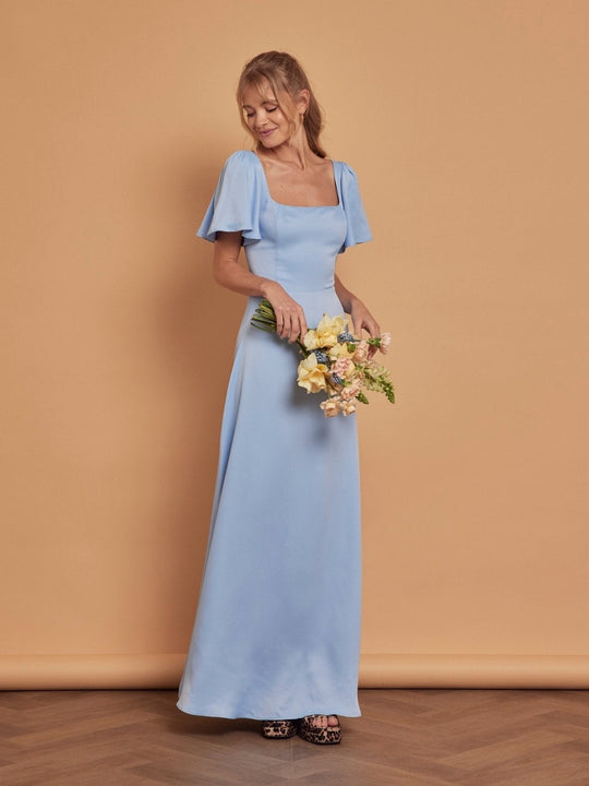 Clemmie Satin Bridesmaid Dress - Cornflower Blue - 6 / Cornflower Blue