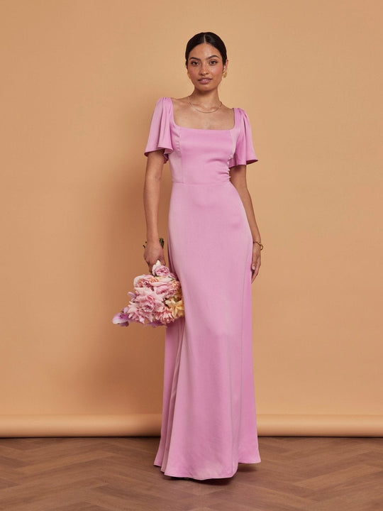 Clemmie Satin Bridesmaid Dress - Orchid Pink - 8 / Orchid Pink