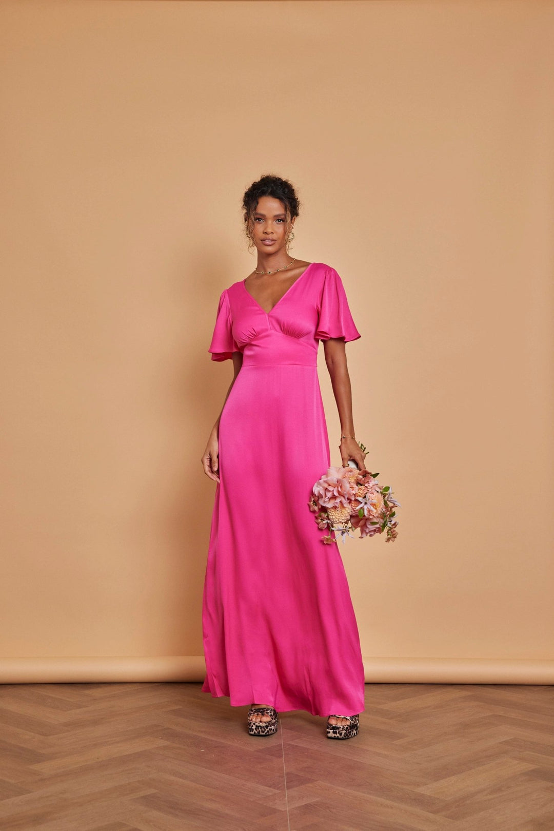 Hot Pink Cleo Satin Dress - Bridesmaid Dresses | Maids to Measure UK Hot Pink Cleo Satin Dress - Bridesmaid Dresses | Maids to Measure UK