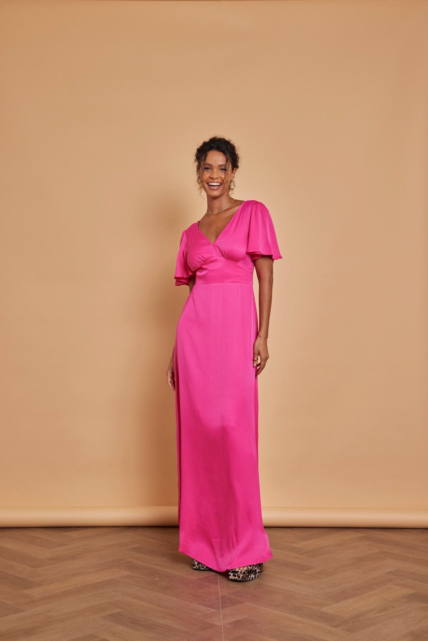 Cleo Satin Dress - Hot Pink - Maids to Measure