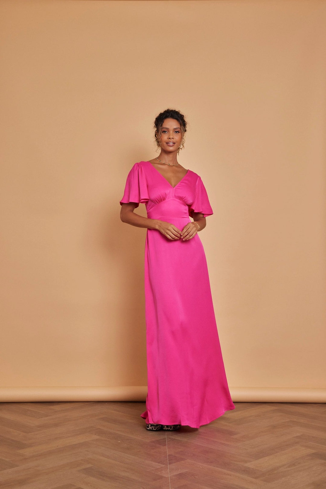 Hot Pink Cleo Satin Dress - Bridesmaid Dresses