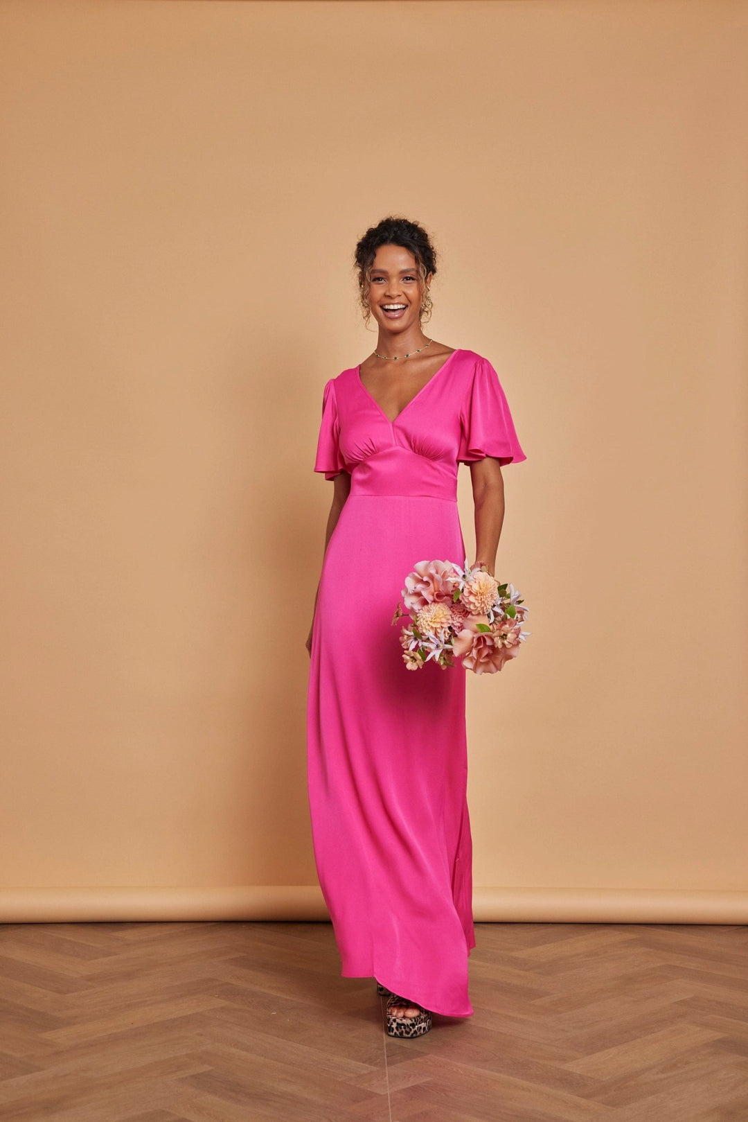 Hot Pink Cleo Satin Dress - Bridesmaid Dresses | Maids to Measure UK Hot Pink Cleo Satin Dress - Bridesmaid Dresses | Maids to Measure UK