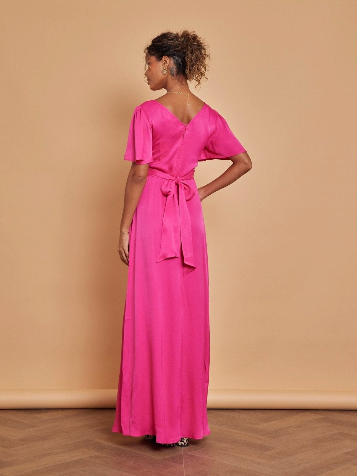 Hot Pink Cleo Satin Dress