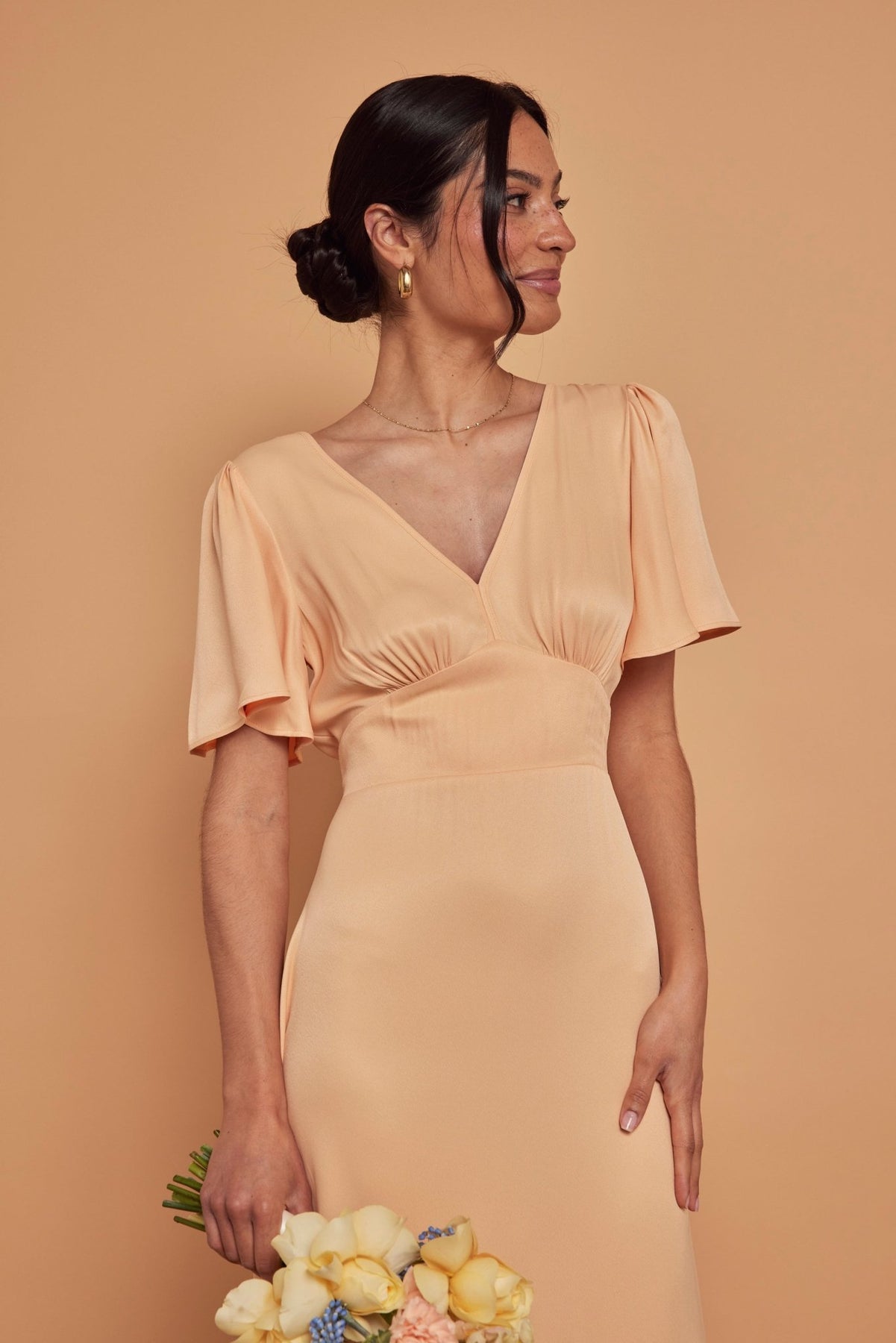 Peach Cleo Satin Dress - Bridesmaid Dresses