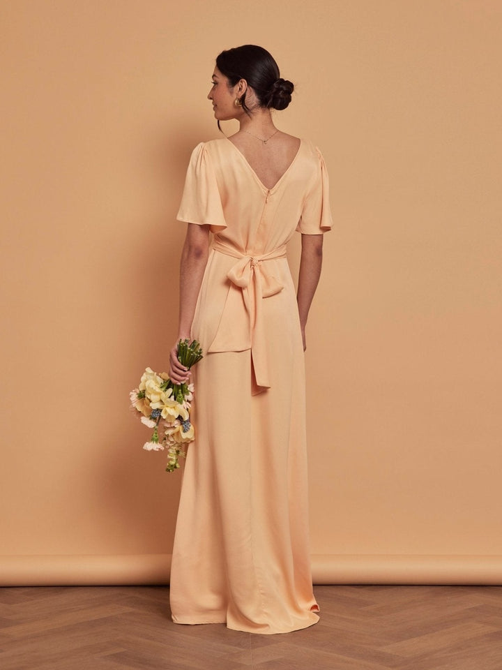 Peach Cleo Satin Dress - Bridesmaid Dresses