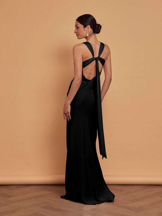 Coco Satin Dress - Black - 6 / Black