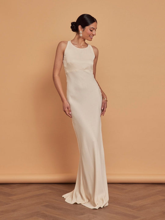 Coco Satin Dress - Champagne Ivory - 10 / Champagne Ivory
