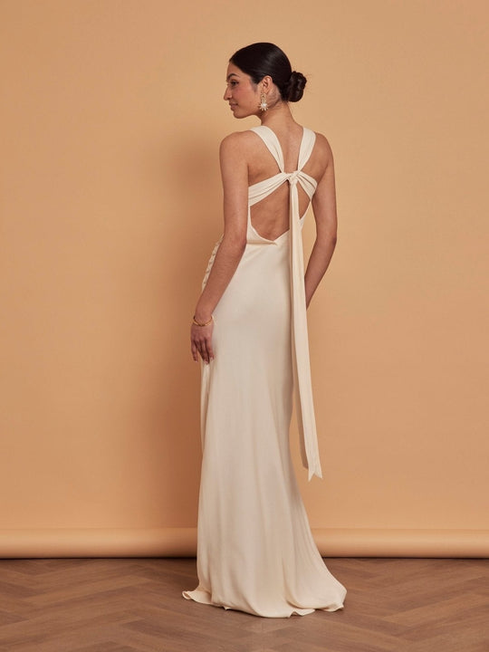 Coco Satin Dress - Champagne Ivory - Maids to Measure