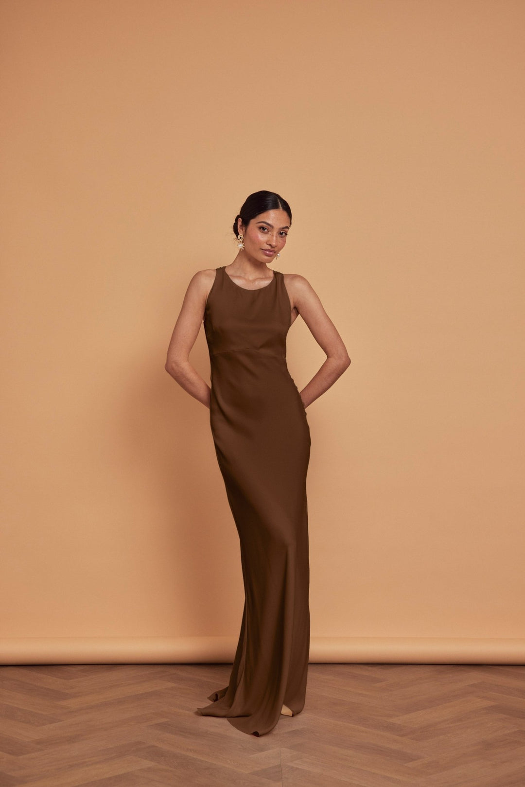 Coco Satin Dress - Chocolate Brown, 6 / Chocolate Brown