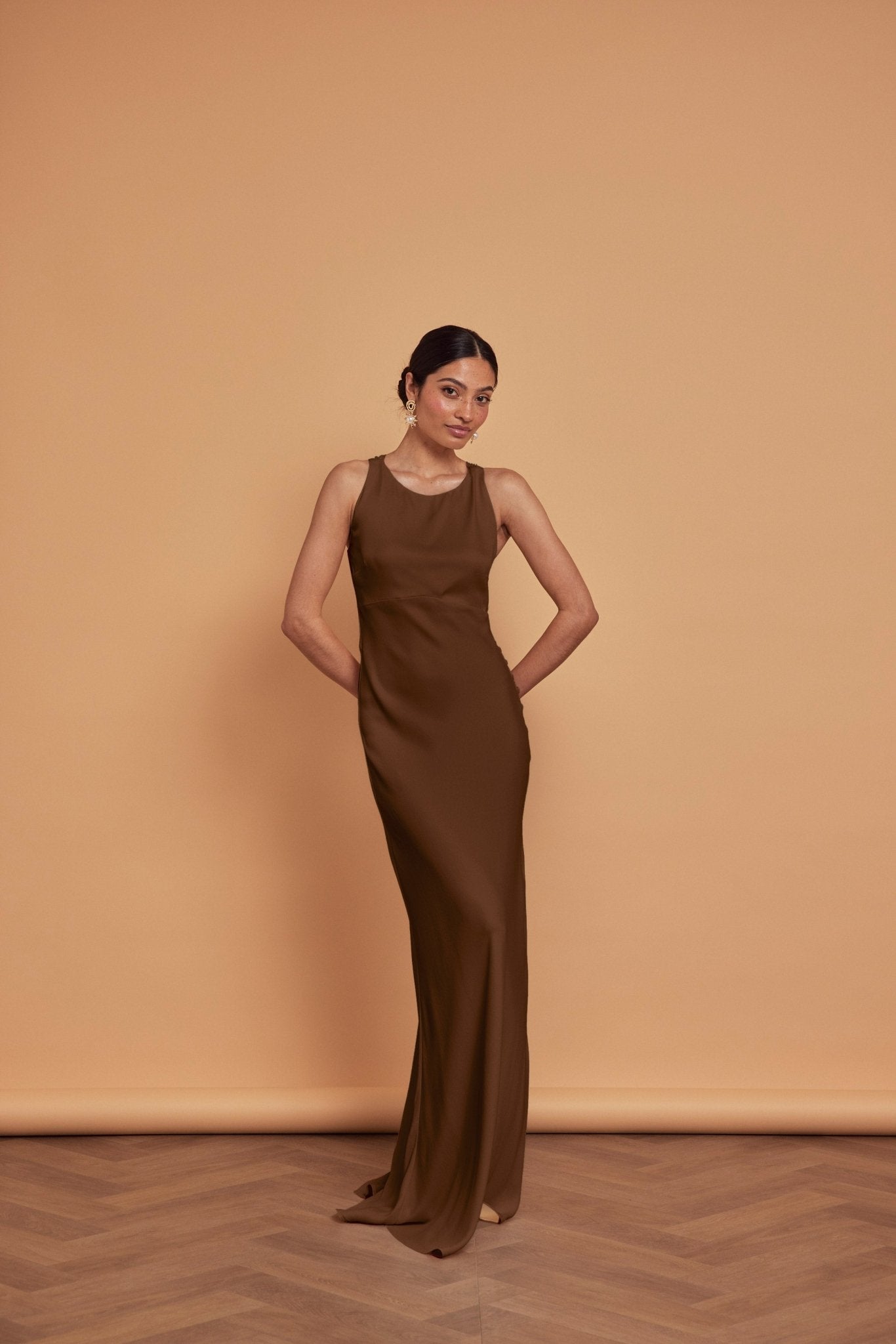 Coco Satin Dress - Chocolate Brown, 10 / Chocolate Brown Coco Satin Dress - Chocolate Brown, 10 / Chocolate Brown