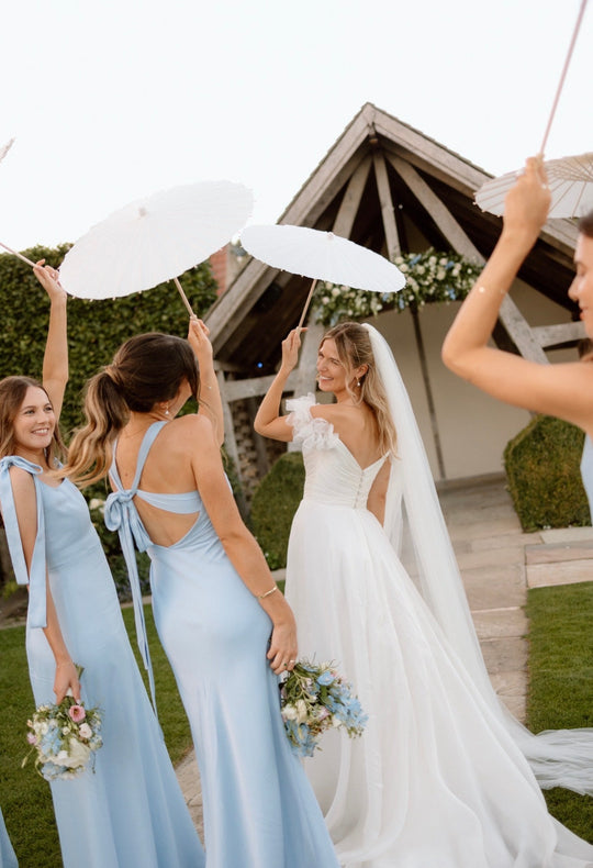 Coco Satin Dress - Cornflower Blue - Maids to Measure