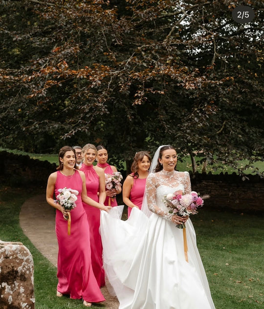 Coco Satin Dress - Hot Pink - Maids to Measure
