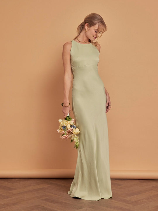 Coco Satin Dress - Sage Green - 6 / Sage Green