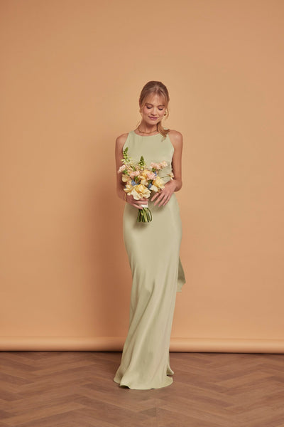 Coco Satin Dress - Sage Green - Maids to Measure