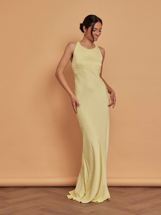 Coco Satin Dress - Yellow - Maids to Measure