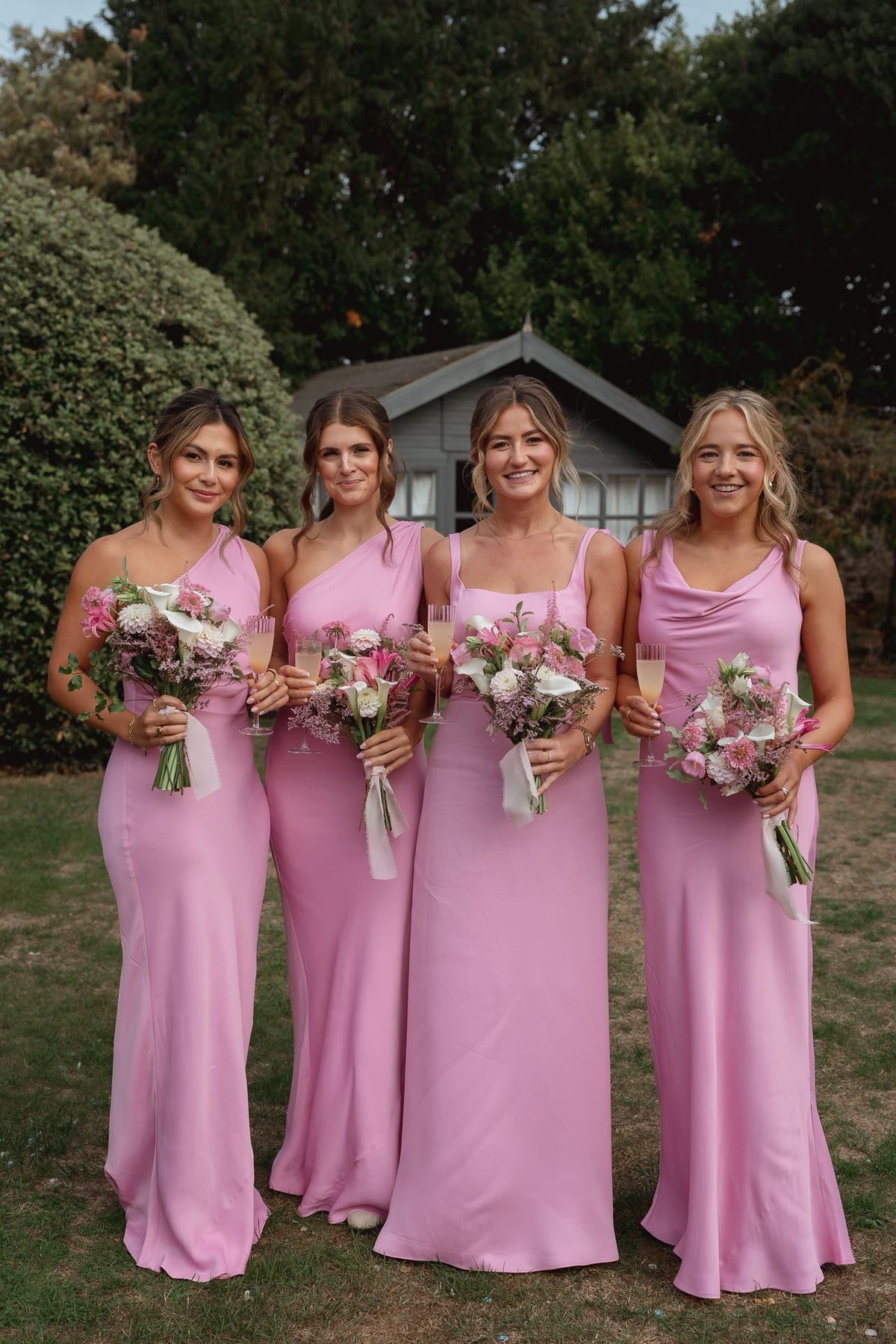 Allegra Orchid Pink Satin Bridesmaids Dress