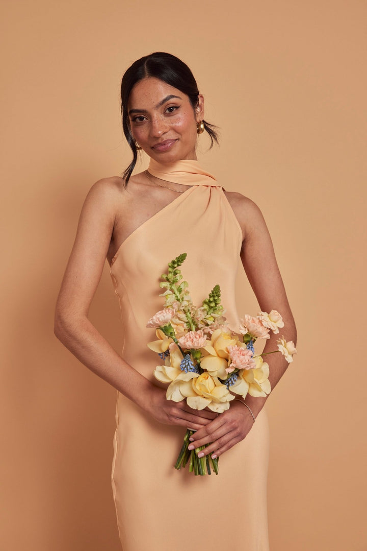 Cressida Satin Asymmetric Dress - Peach, 6 / Peach Cressida Satin Asymmetric Dress - Peach, 6 / Peach