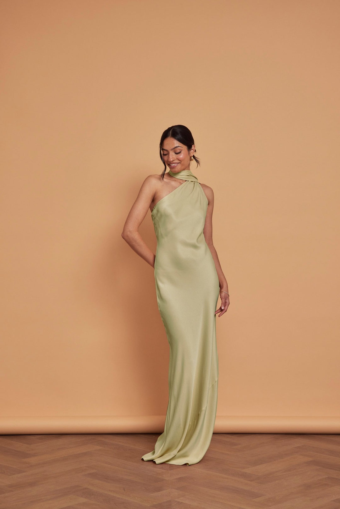 strapless open back dress Our Cressida Sage Green Bridesmaid Dress