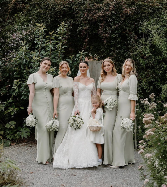 Daphne Satin V Neck Dress - Sage Green - Maids to Measure