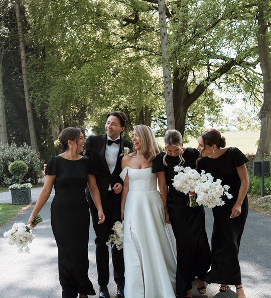 Eadie Satin Cowl Back Dress - Black - Maids to Measure
