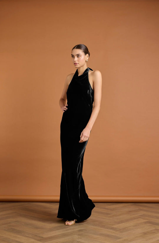 Hally Velvet Dress - Black - 6 / Black