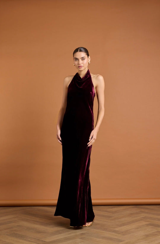Hally Velvet Dress - Burgundy - 6 / Burgundy