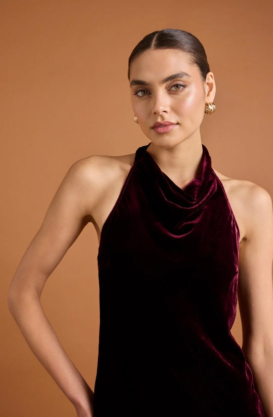 Hallie Velvet Dress - Burgundy - Maids to Measure