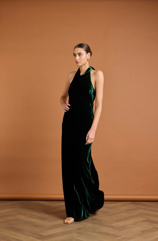 Hally Velvet Dress - Emerald - 6 / Emerald
