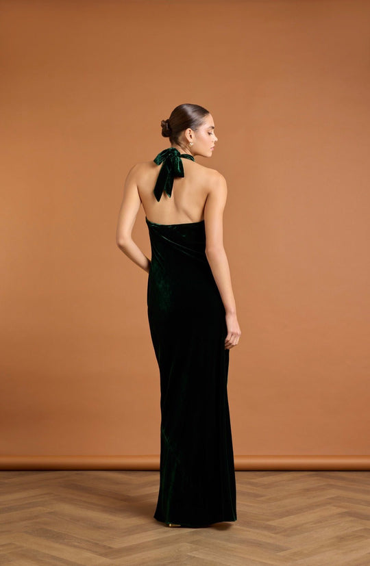 Hallie Velvet Dress - Emerald - Maids to Measure