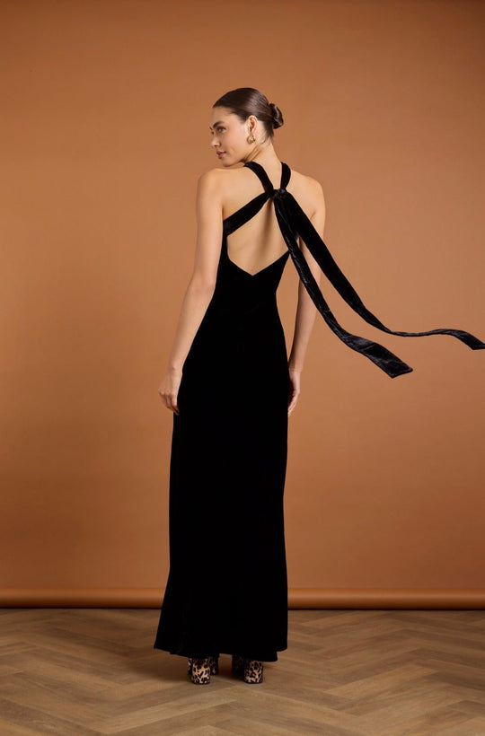 Ivy Velvet Dress - Black - Maids to Measure