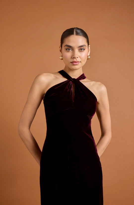 Ivy Velvet Dress - Burgundy - Maids to Measure
