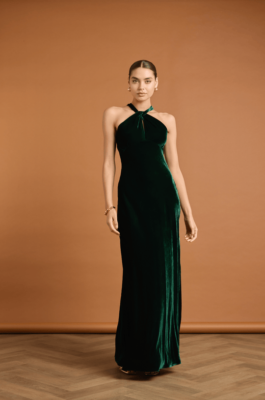 Ivy Velvet Dress - Emerald - 6 / Emerald Green