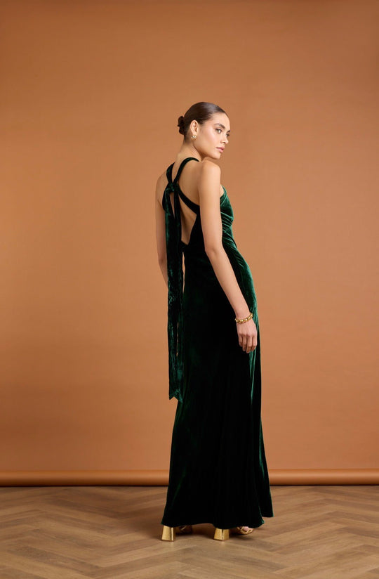 Ivy Velvet Dress - Emerald - Maids to Measure